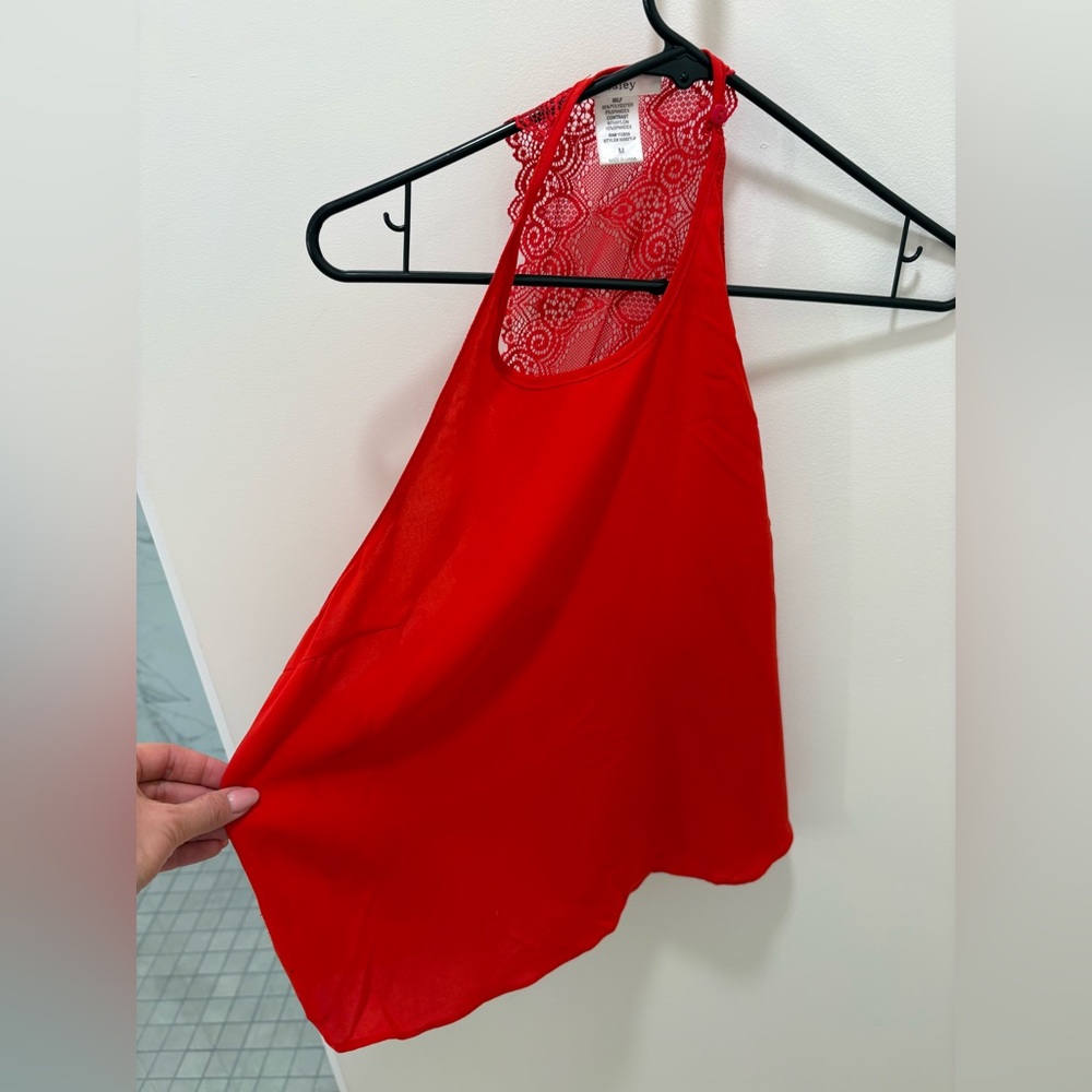 Red Lace Back Tank Top